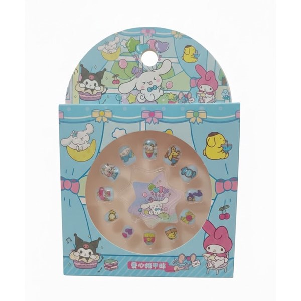 Children's artificial nail set with chrome design