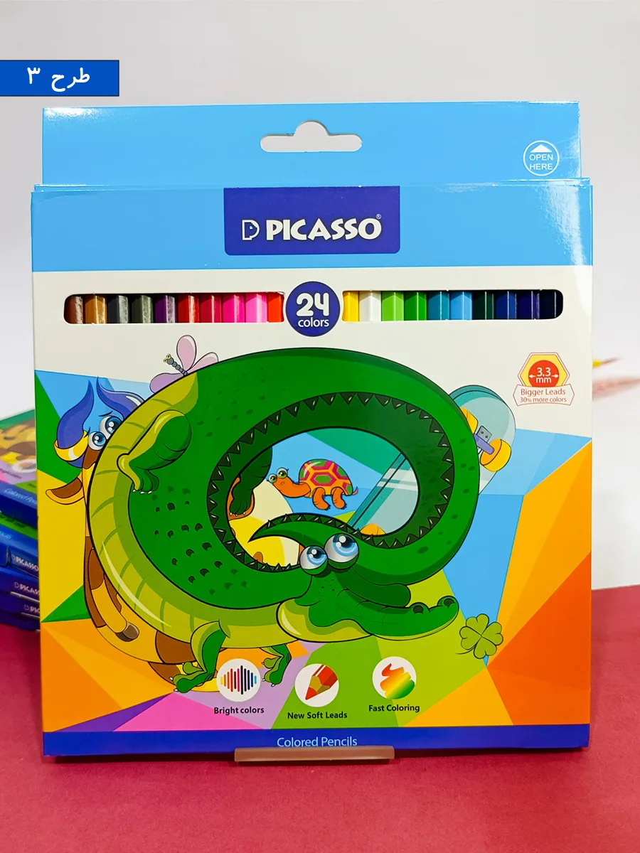 24 color Picasso colored pencils, cardboard box, code gol-24-c