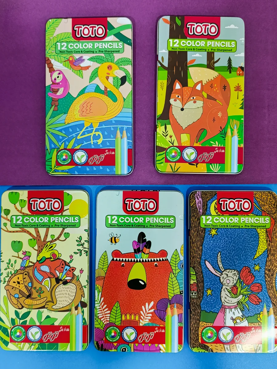 Colored pencils 12 colors  Toto brand, metal box code 3134
