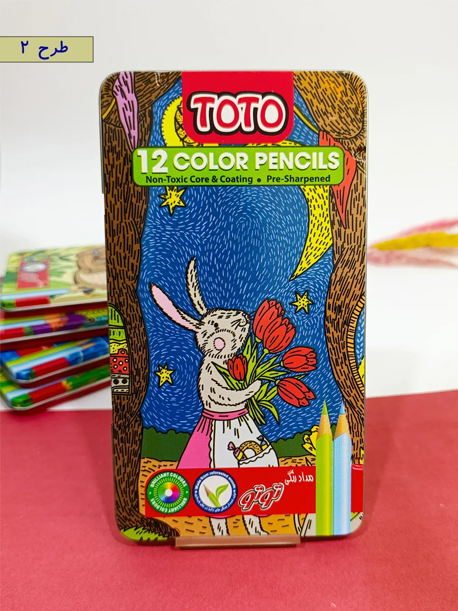 Colored pencils 12 colors  Toto brand, metal box code 3134