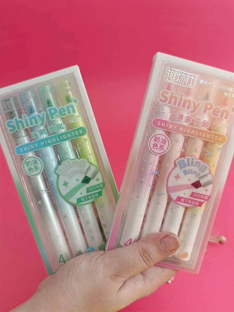 Pastel highlighter marker, Shine model, pack of 4, code 964