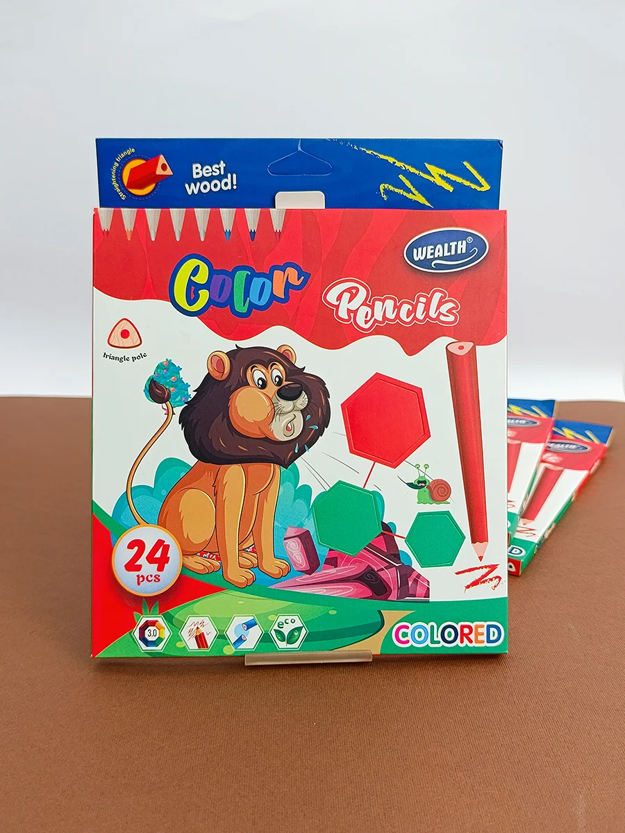 Wealth 24-color colored pencils,cardboard box