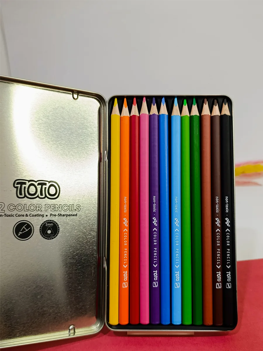 Colored pencils 12 colors  Toto brand, metal box code 3134