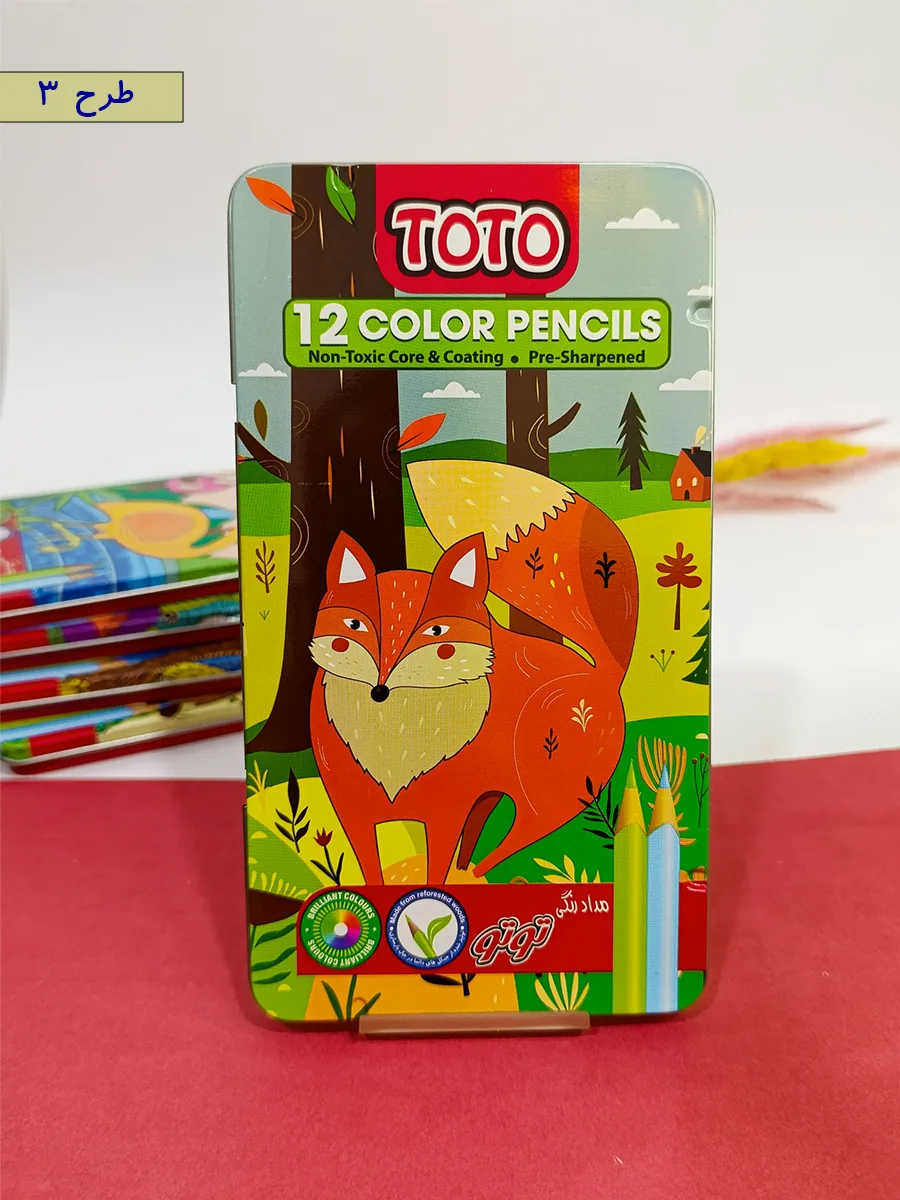 Colored pencils 12 colors  Toto brand, metal box code 3134
