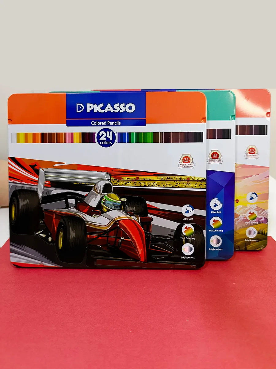 Picasso 24-color colored pencils, metal box, code 123