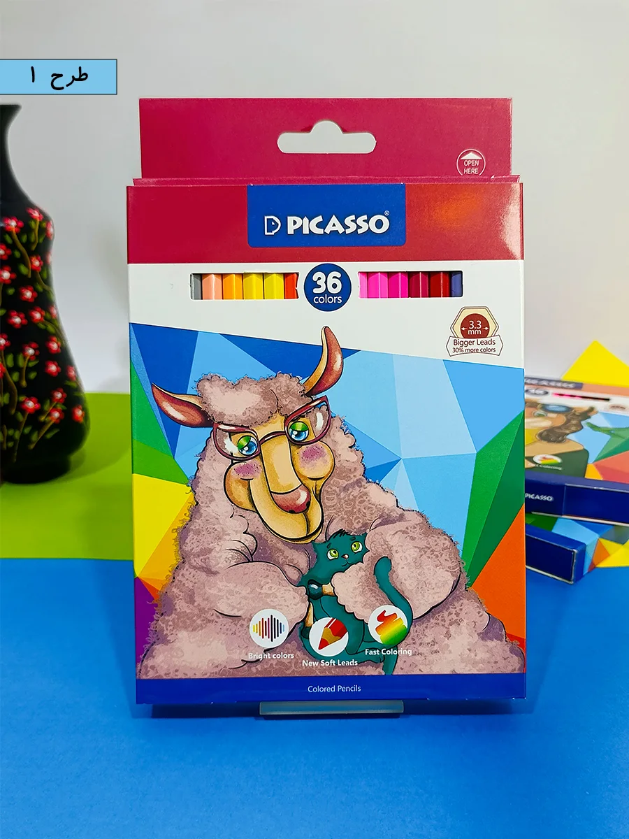 36 color Picasso colored pencils, cardboard box, code gol-36-c