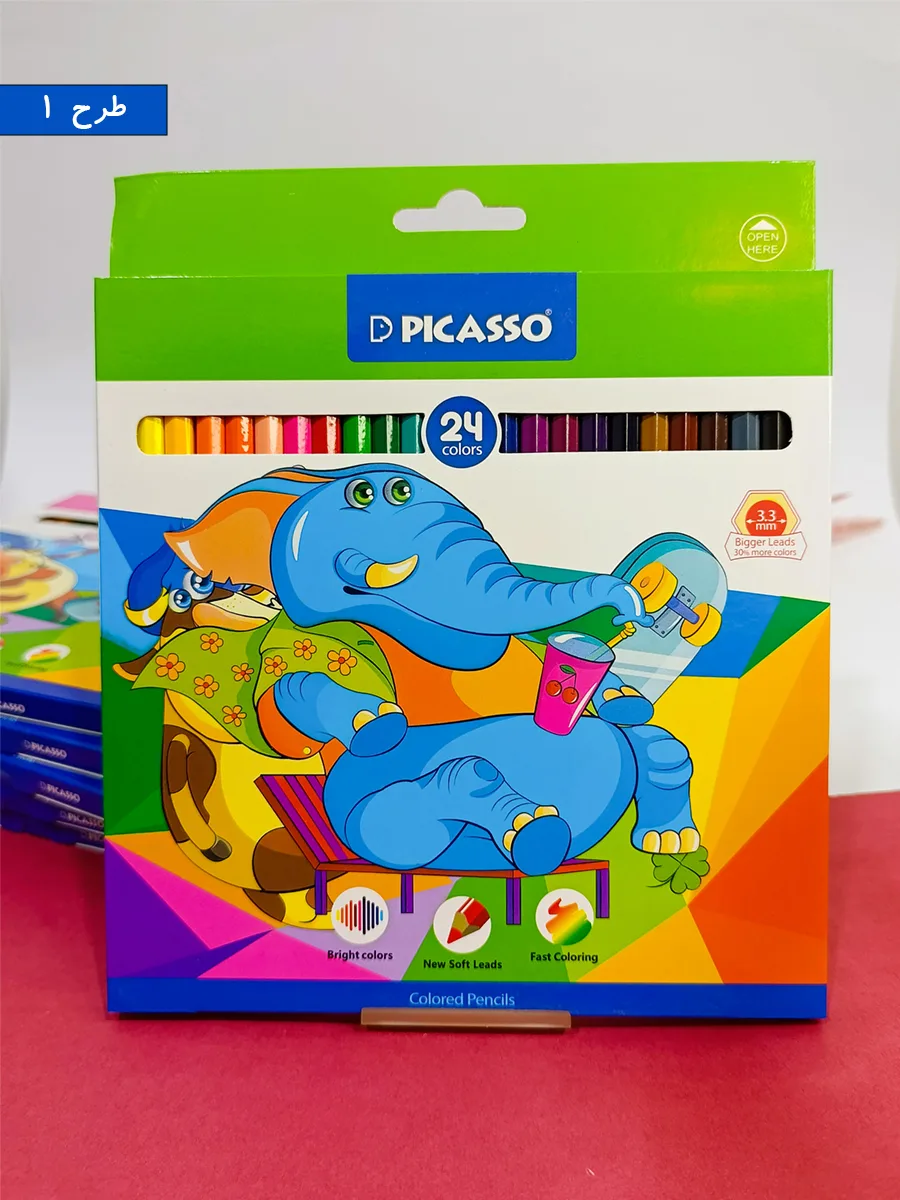 24 color Picasso colored pencils, cardboard box, code gol-24-c