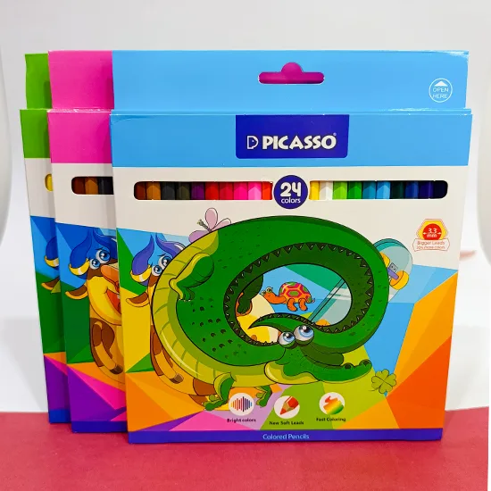 24 color Picasso colored pencils, cardboard box, code gol-24-c