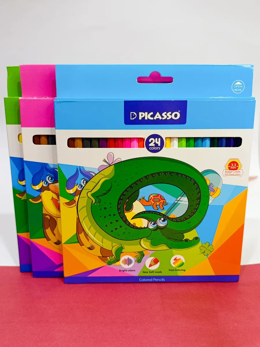 24 color Picasso colored pencils, cardboard box, code gol-24-c